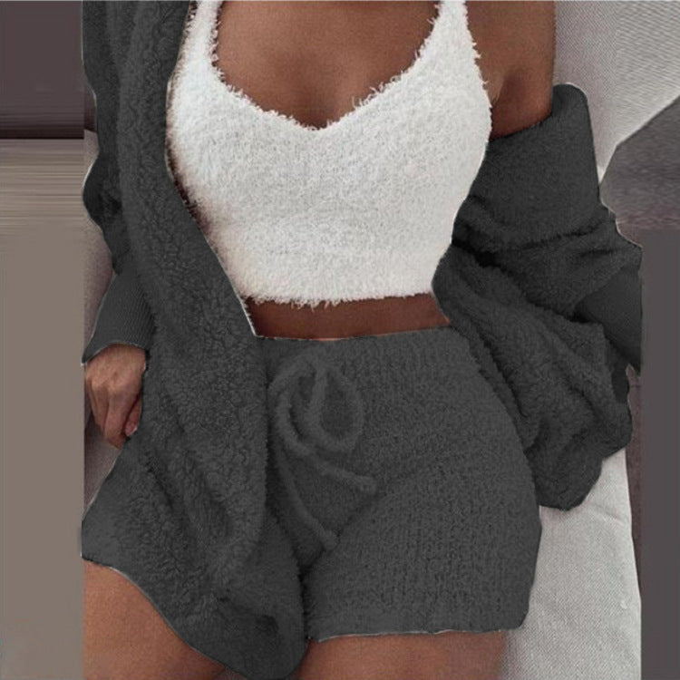 Fuzzy Fleece 3-Piece Sleepwear Furry Pajama Set
