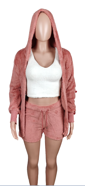 Fuzzy Fleece 3-Piece Sleepwear Furry Pajama Set